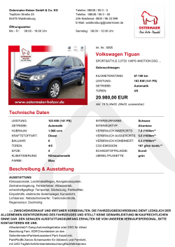 Volkswagen Tiguan 20.980,00 EUR Technische Daten
