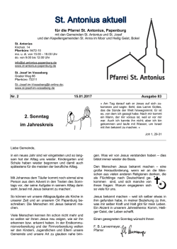 Pfarrbrief Katholische Kirchengemeinde St. Josef im Vosseberg