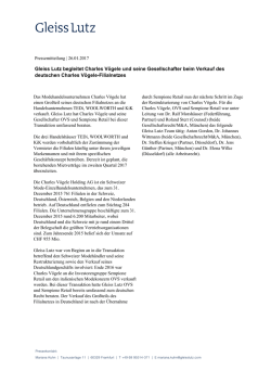 Gleiss Lutz begleitet Charles V&ouml;gele und seine Gesellschafter beim