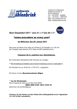 Boot Düsseldorf 2017 vom 21.1.17 bis 29.1.17