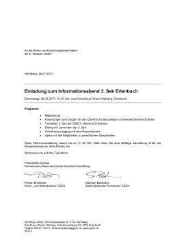 Einladung zum Informationsabend 3. Sek Erlenbach