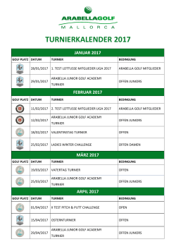 Calendario Torneos 2017 - Arabella Golf Mallorca