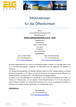 Informationen für die Öffentlichkeit - ELG Erdöl