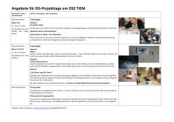Unsere aktuellen Angebote für Projekttage mit Ihren - OSZ-TIEM