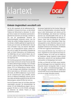 Globale Ungleichheit versch&auml;rft sich