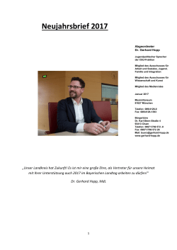 Neujahrsbrief 2017 - Dr. Gerhard Hopp, MdL