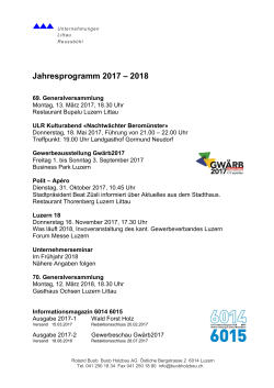 Jahresplan für das Jahr 2017 - Unternehmen Littau Reussbühl