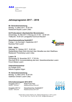 Jahresplan f&uuml;r das Jahr 2017 - Unternehmen Littau Reussb&uuml;hl