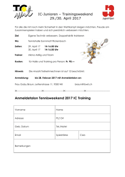IC Junioren Trainingsweekend 2017