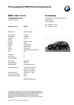 Fahrzeugangebot BMW Gebrauchtwagenbörse BMW 116d 5