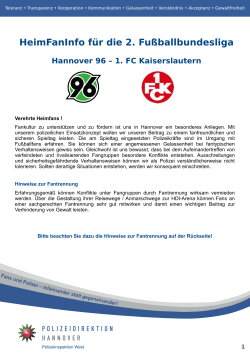 HeimFanInfo der Polizeidirektion Hannover zum Spiel Hannover 96
