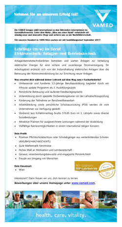 Die VAMED Gruppe z&auml;hlt international zu den f&uuml;hrenden Unter