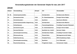 Veranstaltungskalender der Gemeinde Velpke für das Jahr 2017