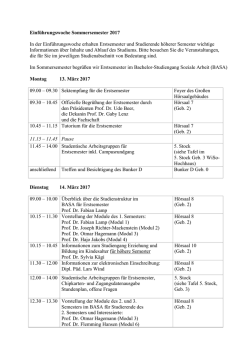 Einf&uuml;hrungswoche Sommersemester 2017 In der Einf&uuml;hrungswoche