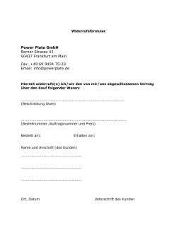 Power Plate GmbH Berner Strasse 43 60437 Frankfurt am Main Fax