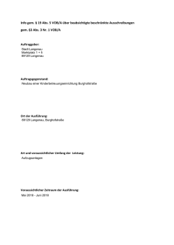 Info gem. &sect; 19 Abs. 5 VOB/A &uuml;ber beabsichtigte beschr&auml;nkte