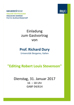 Einladung zum Gastvortrag von Prof. Richard Dury "Editing Robert