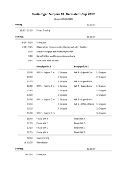 Vorläufiger Zeitplan 18. Barmstedt