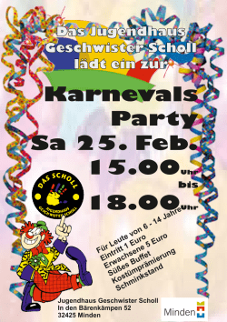 Karnevals Party Sa 25. Feb. 15.00Uhr 18.00Uhr