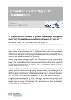 Schweizer Zuliefertag 2017 «Tischmesse