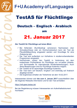 TestAS für Flüchtlinge 21. Januar 2017