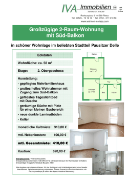 Gro&szlig;z&uuml;gige 2-Raum-Wohnung mit S&uuml;d