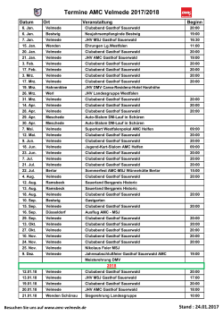 Termine AMC Velmede 2017/2018