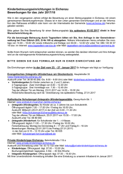 Informationsblatt zur Anmeldewoche 2017