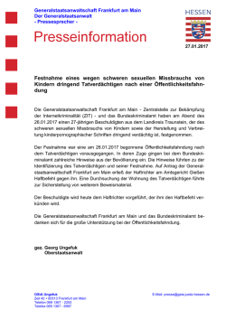 Festnahme eines wegen schweren sexuellen Missbrauchs