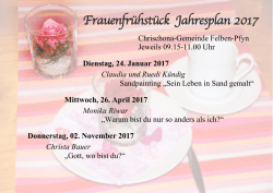 Frauenfrühstück Jahresplan 2017 - Chrischona Felben-Pfyn