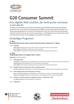 Vorläufiges Programm: G20 Consumer Summit