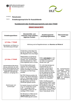 Kurzübersicht über Erstattungsansprüche nach dem TVAöD (Stand