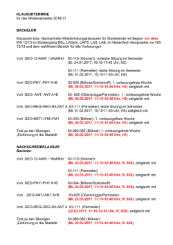Klausurtermine im Wintersemester 2016/17