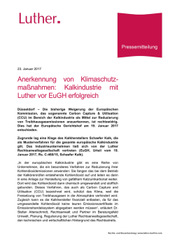 maßnahmen: Kalkindustrie mit Luther vor EuGH erfolgreich
