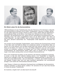 Ein St&uuml;ck Leben f&uuml;r die Seniorenb&uuml;hne