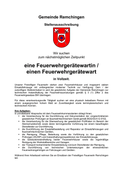 eine Feuerwehrger&auml;tewartin / einen Feuerwehrger&auml;tewart
