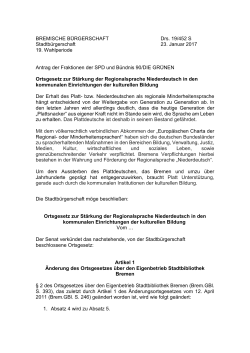 Antrag der Fraktionen der SPD