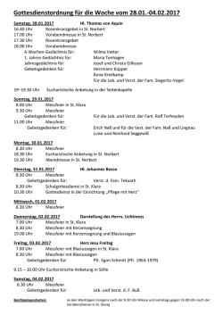 Gottesdienstordnung f&uuml;r die Woche vom 28.01