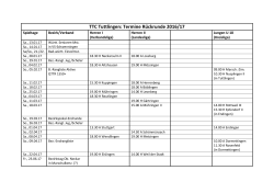 TTC Tuttlingen: Termine Rückrunde 2016/17