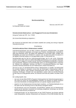 Drucksache des Nieders&auml;chsischen Landtages