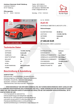 Audi A3 27.800,00 EUR Technische Daten