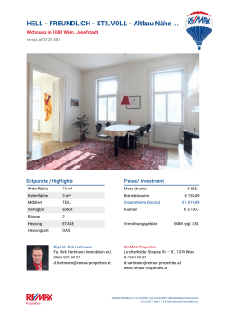HELL - FREUNDLICH - STILVOLL - Altbau N&auml;he 1. Bezirk