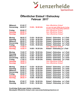 Eislaufplan Februar 2017