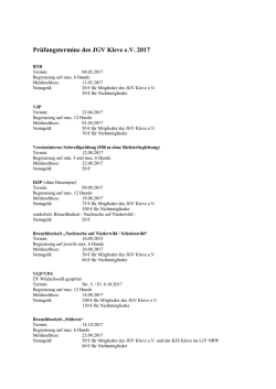 Prüfungstermine des JGV Kleve e.V. 2017