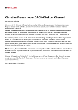 Christian Frauen neuer DACH-Chef bei Cherwell