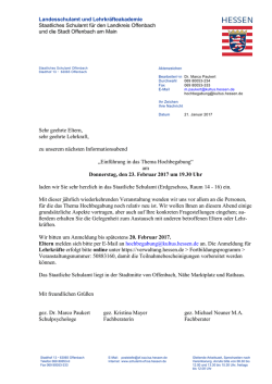 Infoveranstaltung zur Hochbegabung 23.2.2017