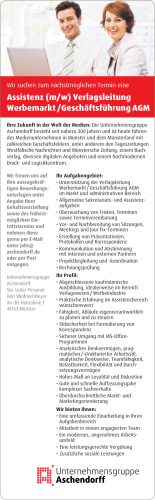 Assistenz (m/w) Verlagsleitung Werbemarkt /Geschäftsführung AGM