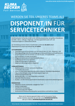 DISPONENT/IN FÜR SERVICETECHNIKER