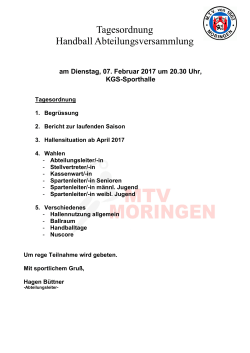 Einladung zur Handball Abteilungsversammlung am 07. Februar 2017