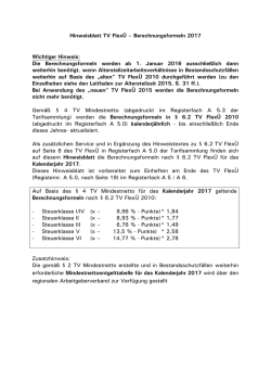 Hinweisblatt TV Flex&Uuml; &ndash; Berechnungsformeln 2017 Wichtiger Hinweis